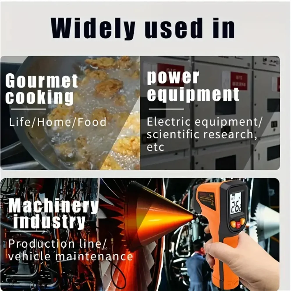 Infrared Thermometer 1PC Non Contact IR Digital Food Temperature Gun-50~400℃ Laser Target Indicator Backlit