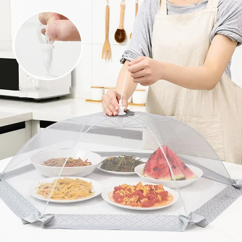 Foldable Umbrella Style Food Cover Dining Table Mesh Covers Home Anti Fly Mosquito Tent 70cm Portable Desktop Leftovers Cover