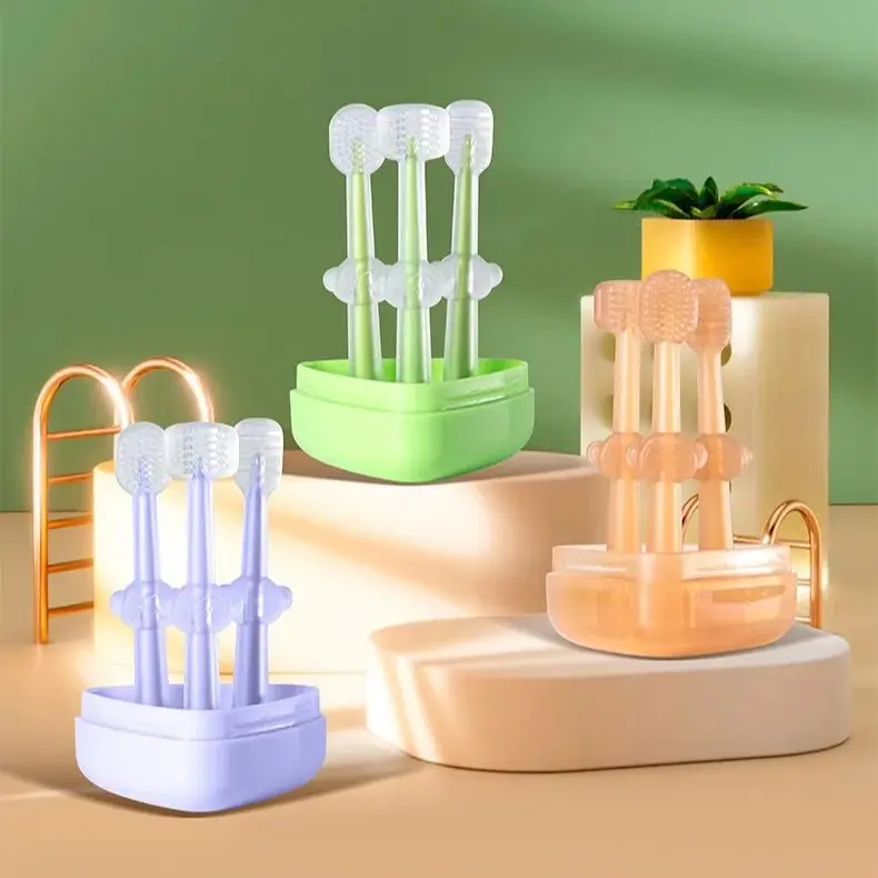 3pcs/pack Siliocne Baby Toothbrush,Mouth Cleaner,Tongue Moss Oral Cleaning Brush