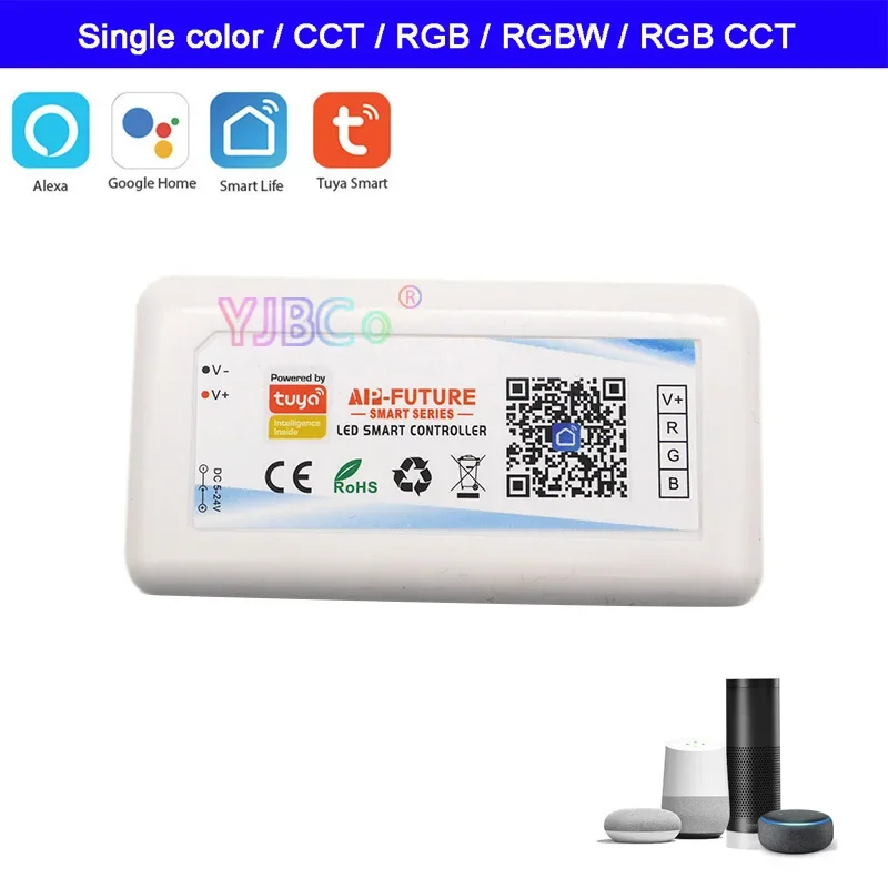 Tuya Smart Wifi led Controller 5V-24V 12V Single color/CCT/RGB/RGBW/RGB+CCT LED Strip Change Dimmer APP Alexa Google Home Voice