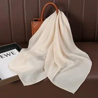 90*90cm Thin Soft Square Scarves for Women Simplicity Solid Color Cotton Linen Headscarf Muslim Female's Hijabs Bag Accessories 5