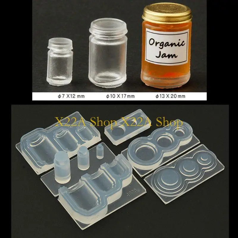 독특한 수제 3D 미니 잼 병 물 항아리 펜던트 Miniture 음식 놀이 UV 수지 주조 금형 실리콘 금형 쥬얼리 만들기