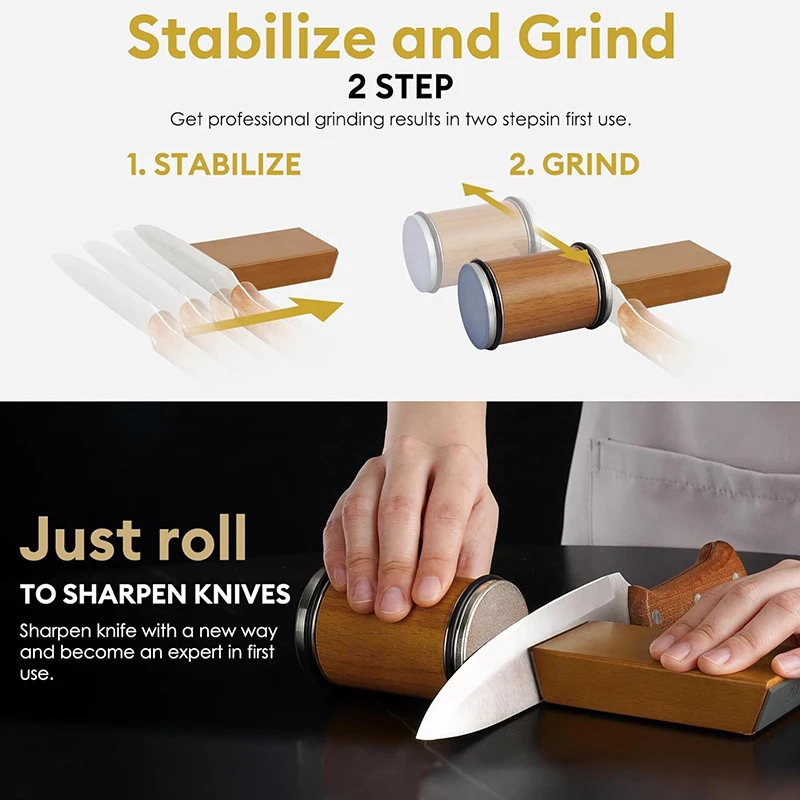 Rolling Knife Sharpener Magnetic Knife Holder Diamond Sharpening Stone Kit with 15 and 20 Degrees Angle Roller Kitchen Accessory 4