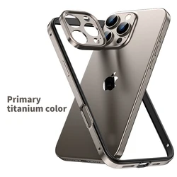 Desert Titanium Bumper Case with Camera Lens Protector - Gold Finish Phone Accessory - iPhone 15 Pro Max (GRAY)