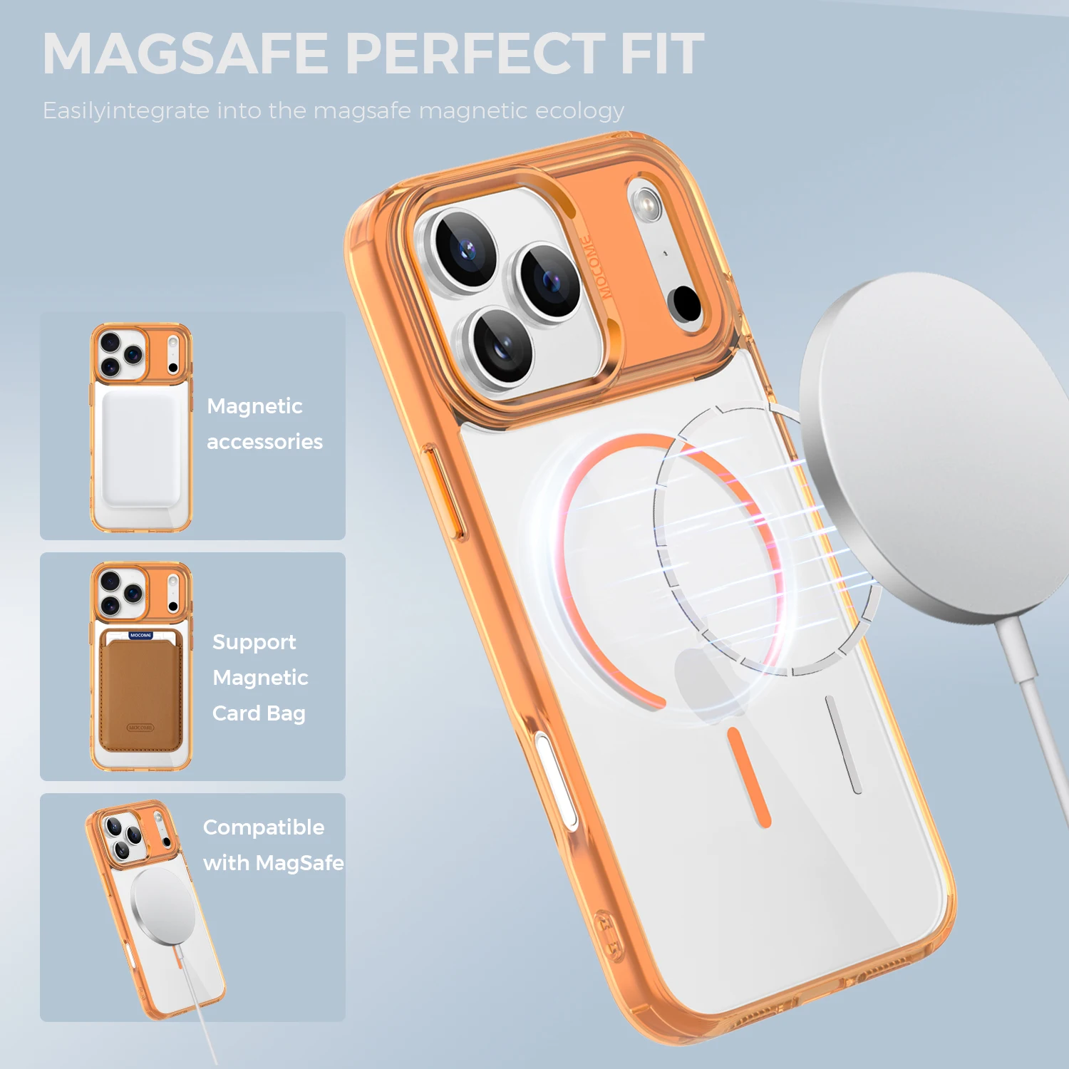 Transparent Shockproof MagSafe-Compatible Phone Case with Magnetic Wireless Charging Capability