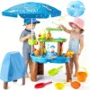2026 Toddler Water Table with Umbrella & Fishing Game, Outdoor Toy with Auto Electric Pump, Sensory Playset for 3-8 Year Old Boys Girls