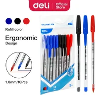 Deli 1mm Ballpoint Pen Ball Point Pens Kids School Office Supplies Gel Pen 3Colors 5/10PCS  Office Student Gift 1