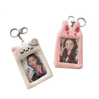 SKYSONIC Newest 3 Inch Plush Kpop Holder Cute Bear Idol Postcards Storage Card Bag Kpop Collect Organizer Schoolbag Pendant 2