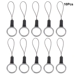 Set of 10 Multi - Purpose Lanyard Keychain Rings for Mobile Phones and Keys (Black)