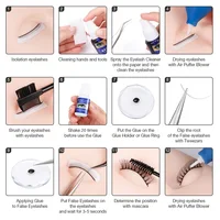 Kit professionnel d'extension de faux cils, colle d'extension de cils de greffage, ensemble de permanente de cils bricolage, outils de curling de cils, 22 en 1 4