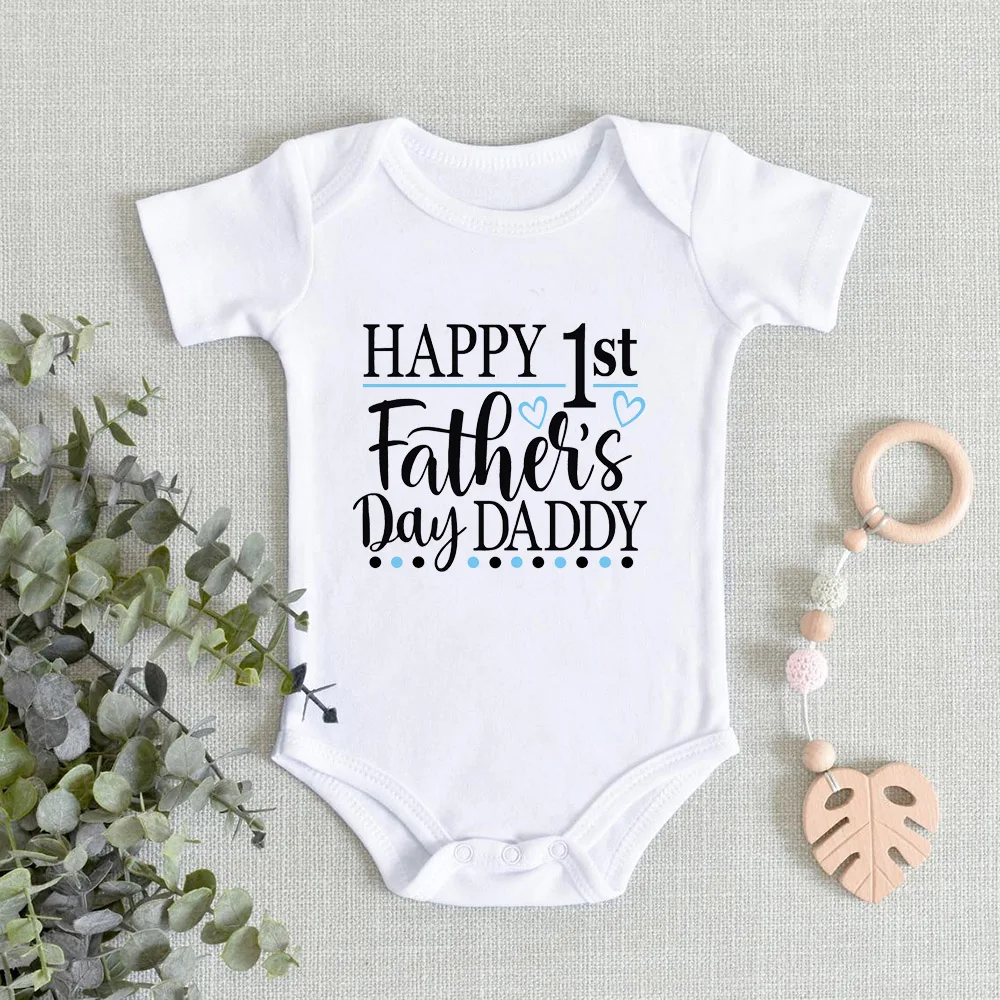 

Happy 1st Father's Day Daddy Baby Bodysuit Toddler Summer Newborn Baby Boys Girls Short Sleeve Romper Fathers Day Gifts