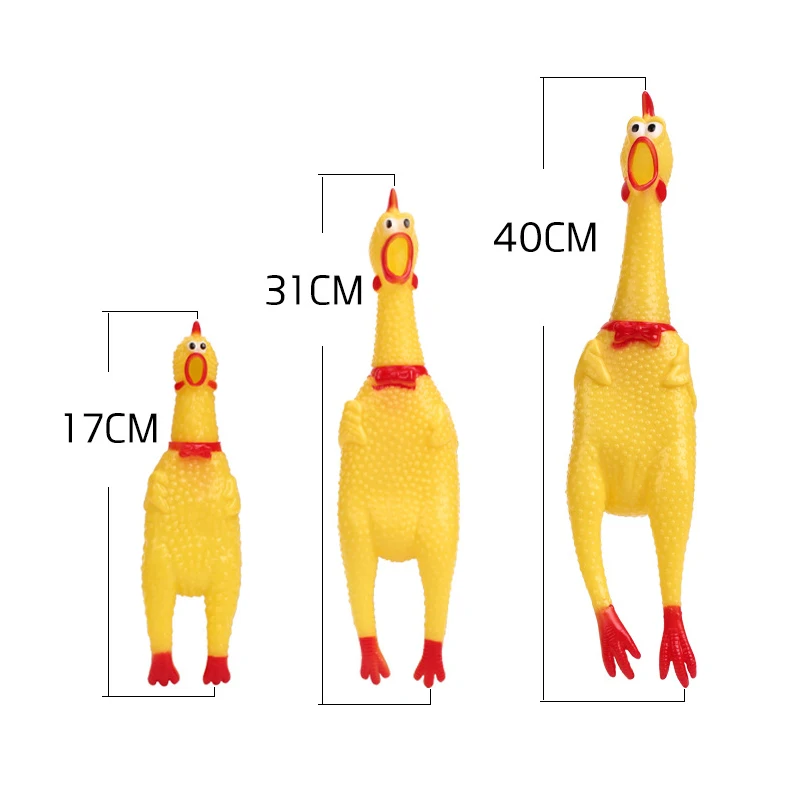 New Pets Dog Squeak Toys Screaming Chicken Squeeze Sound Dog Chew Toy Durable Funny Yellow Rubber Vent Chicken 17CM 31CM 40CM images - 6