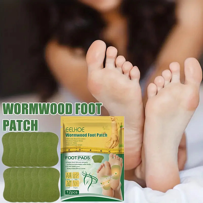12pcs/pack Wormwood Foot Stickers, Body Care Relaxing Body Pressure Foot Patches, Foot Pads