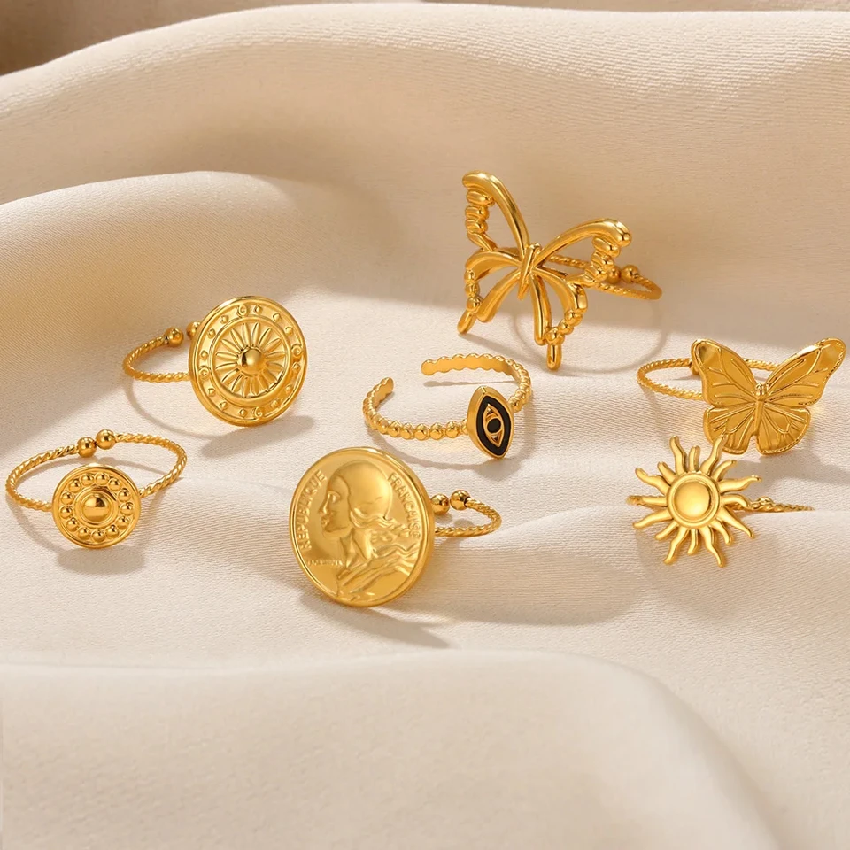 Anello Regolabile A Farfalla In Acciaio Inox Per Donne - Gioiello A Forma Di Libellula E Farfalla - Regalo Compleanno - 3