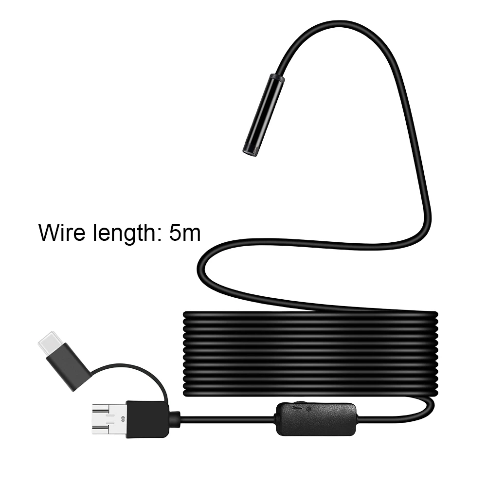 HD 내시경 카메라 IP67 방수 7mm 자동차 내시경 타입-C 미니 카메라 내시경(안드로이드 아이폰용 6 LED 0.3MP 포함)