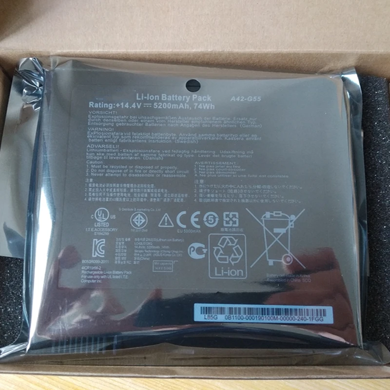 Bateria do Portátil para Asus A42-g55 14.4v 74wh G55v G55vm G55vw S1129v Es71 Dh71 Ds71 S1020v Rog-g55vw G55xi361vw G55xi363vw Novo