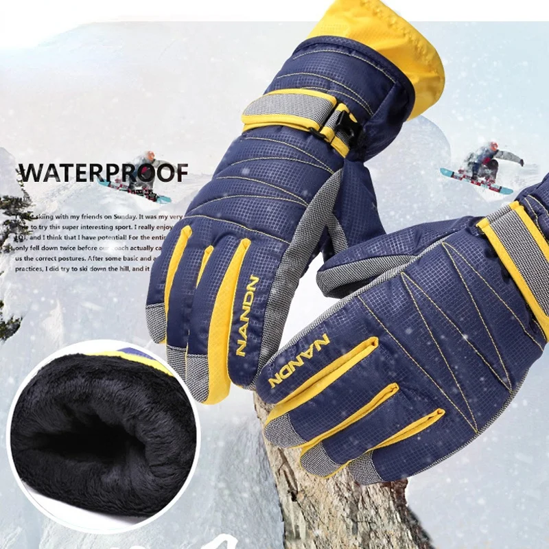 

Winter Warm Mountain Snowboard Ski Gloves Men Women Cold Snow Skiing Mittens Waterproof Snowmobile Handschoemen