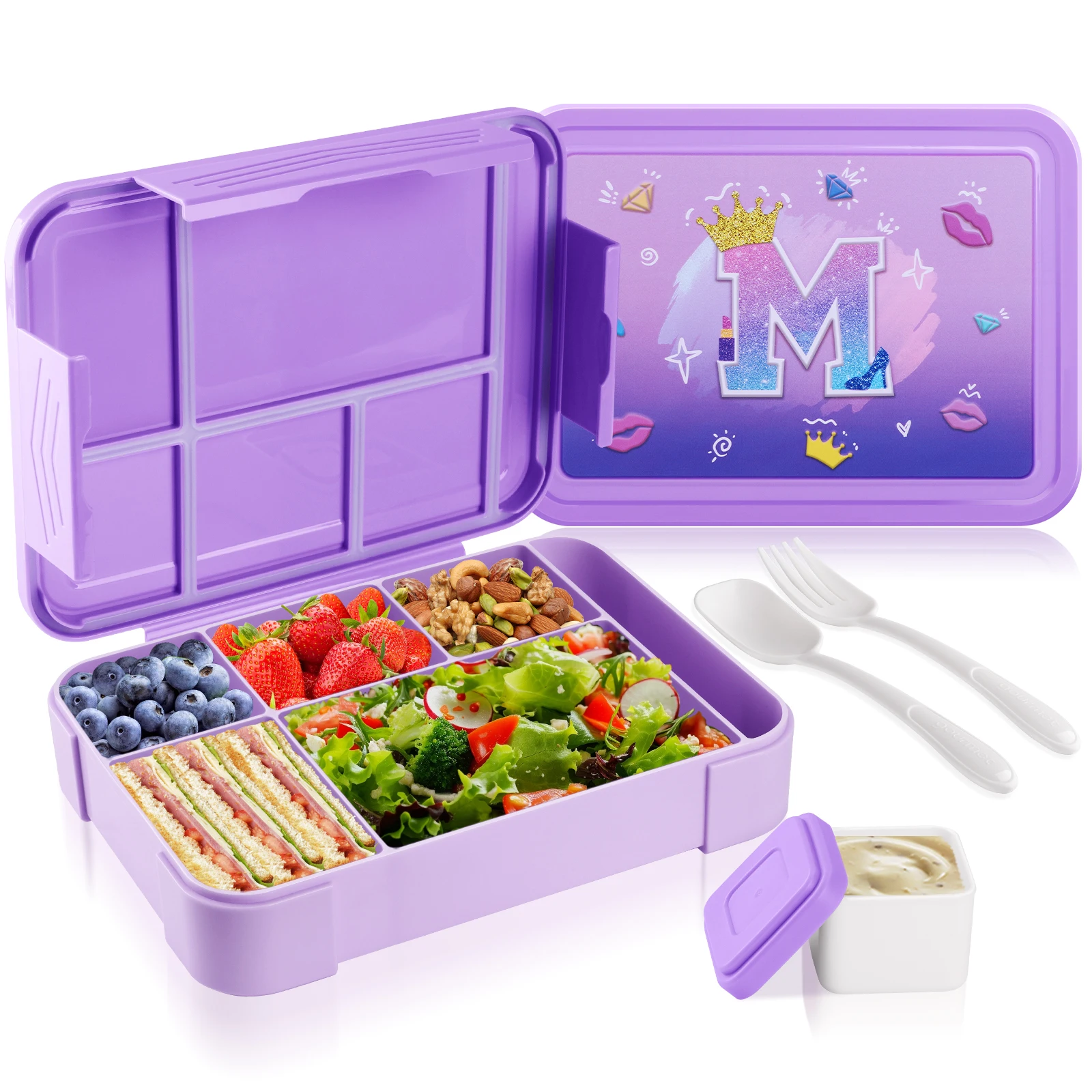 Charming Pink Kids' Bento Lunch Box - Microwaveable & BPA-Free, 6-Compartment Snack Container