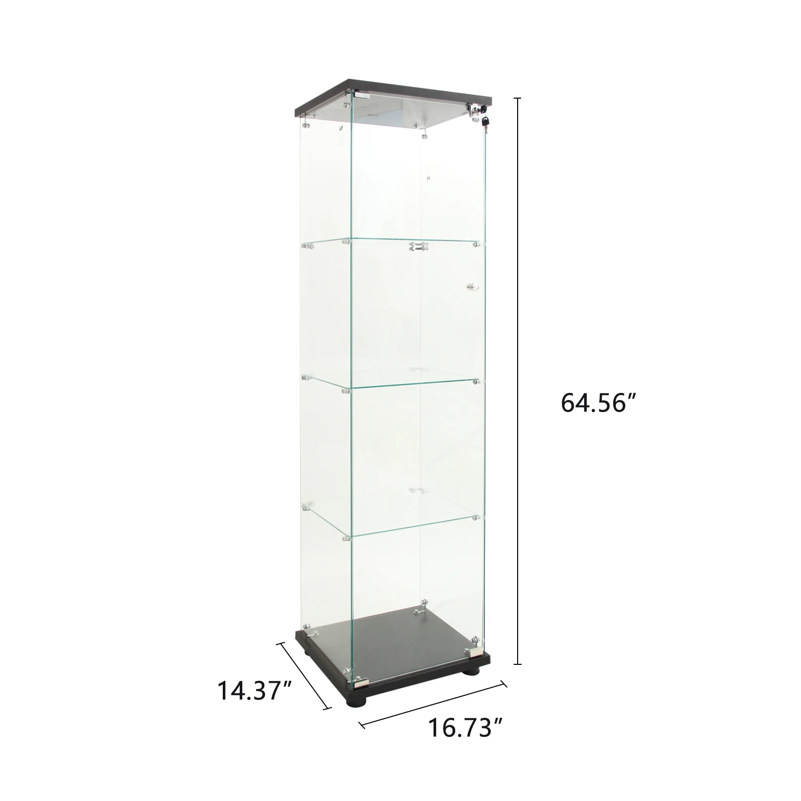 Rosahqnda Glas-Vitrine Stehende Vitrine 163,5cm Transparentes Möbelstück Glas-Schaukasten für Wohnzimmer und Bar – Detail 3