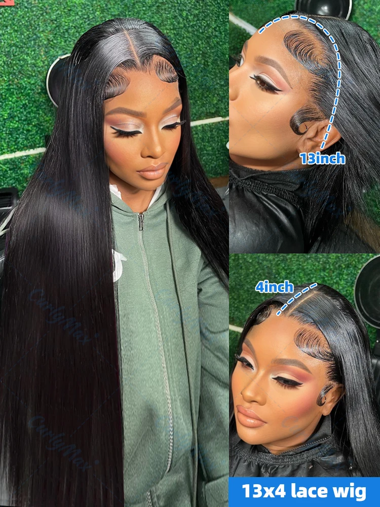 Brazilian 30 40 Inch 200 Density Bone Straight Lace Frontal Wigs 13x4 13x6 HD Transparent Lace Front Human Hair Wig For Women