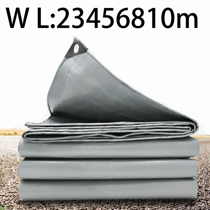 Large Tarpaulin 3mx4x4 5 6 8 10 12m 5*5 6x6 Waterproof Camping Tarp Silver Canopy Rain Shade Tent Cover Awning Outdoor Boat Car