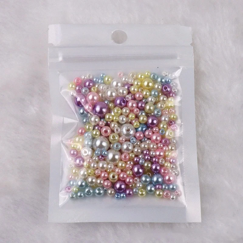 Imitation Pearl Beads 144Pcs Colorful With Hole 3-8mm Round Resin Pearl Ball Beads Spacer Loose for DIY Jewelry Craft Make