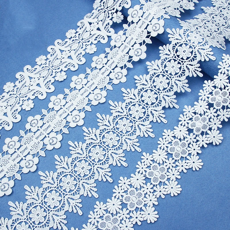 

20Yards Water Soluble Lace Trimming White Flower Fabric Lace Decoration Diy Headscarf Hair Clothing Lace Trim Ribbon