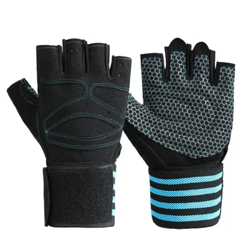Sports Gloves Anti-skid Wear-resistant Soft Unisex Body Building Training Sports Mitten Lengthened Wristband for Adult sports gloves gym gloves