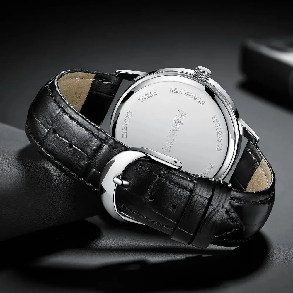 ROMITIME Luxury Brand Quartz Mens Watch Leather Strap Waterproof Watches For Men Luminous Calendar Original Stainless Steel