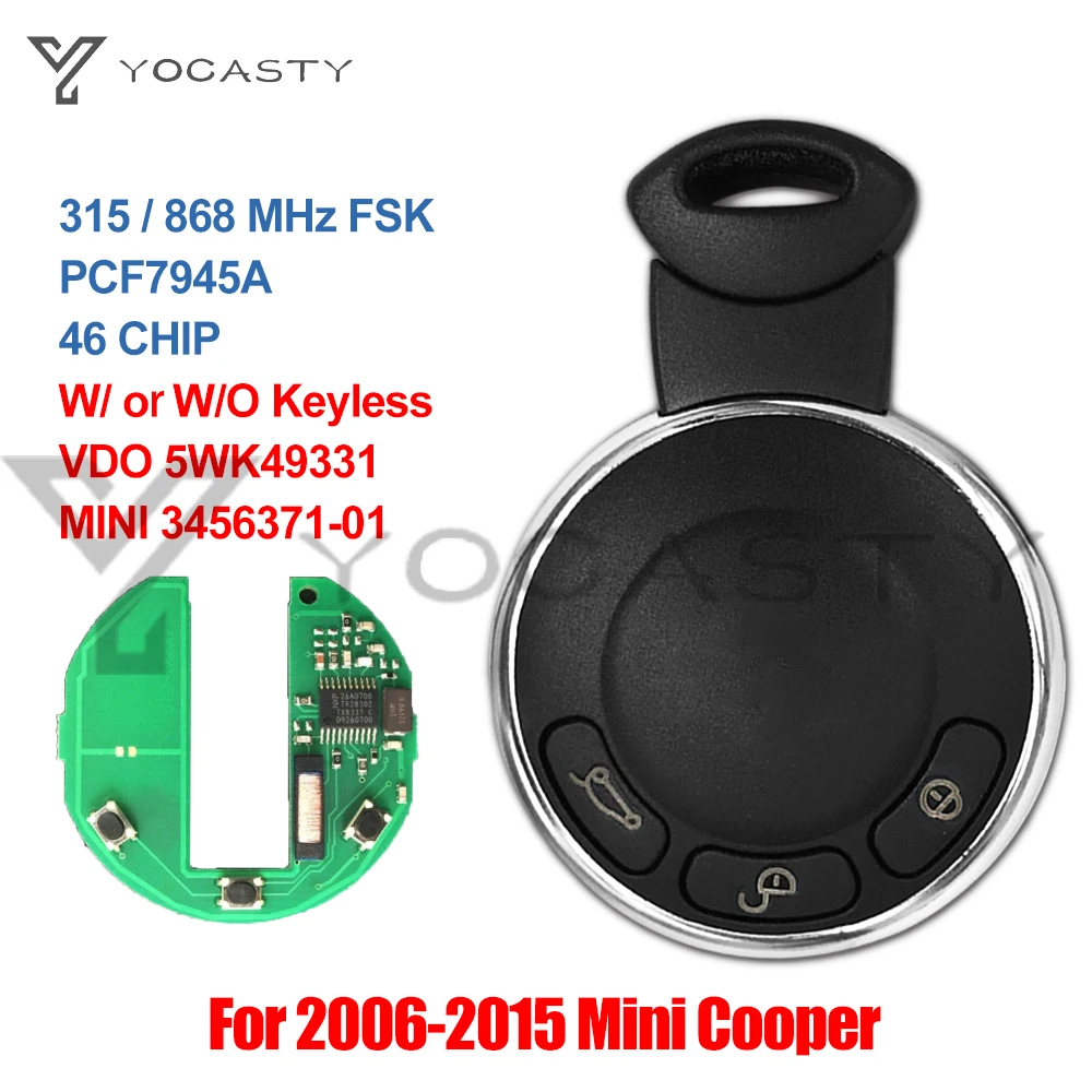 

Умный телефон yocпластика, 315 МГц, ID46 чип для BMW MINI Cooper S One D Clubman Country Man Cabrio 868-2015