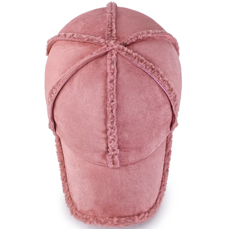 Dusty Pink Women Winter Hat Fleece Lined Faux Suede Baseball Cap Grey Lt.brown Men Cap baseball cap