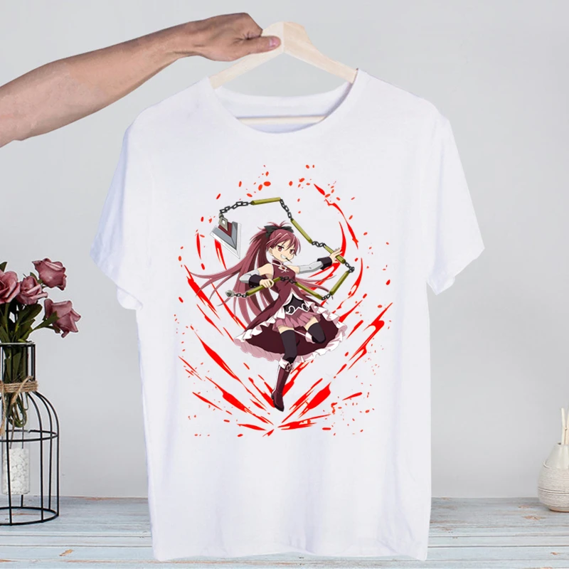 Retro Washed Madoka Magica Graphic Tee - Men’s Harajuku Streetwear