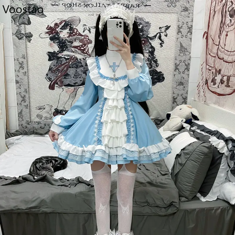 Cat Maid Costume White Doll Collar Long Sleeves Candy Bowknot