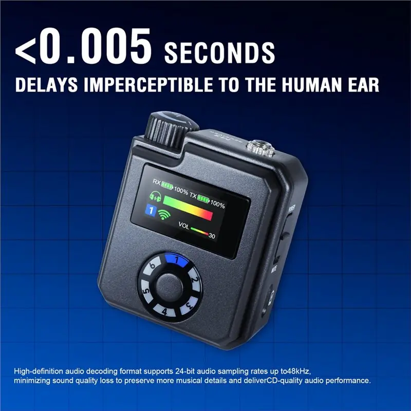5.8GHz 인이어 모니터 무선 시스템 30M 안정적인 전송 저지연 0.5MS IEM 무대 공연 리허설용-AU41