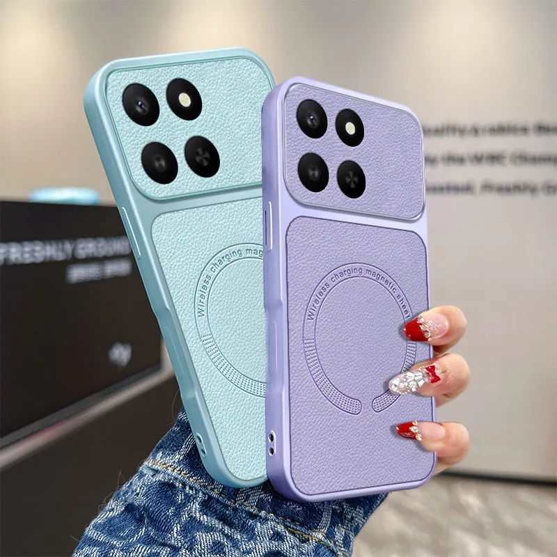 Luxury Lychee Texture Leather Soft Shockproof Case with MagSafe