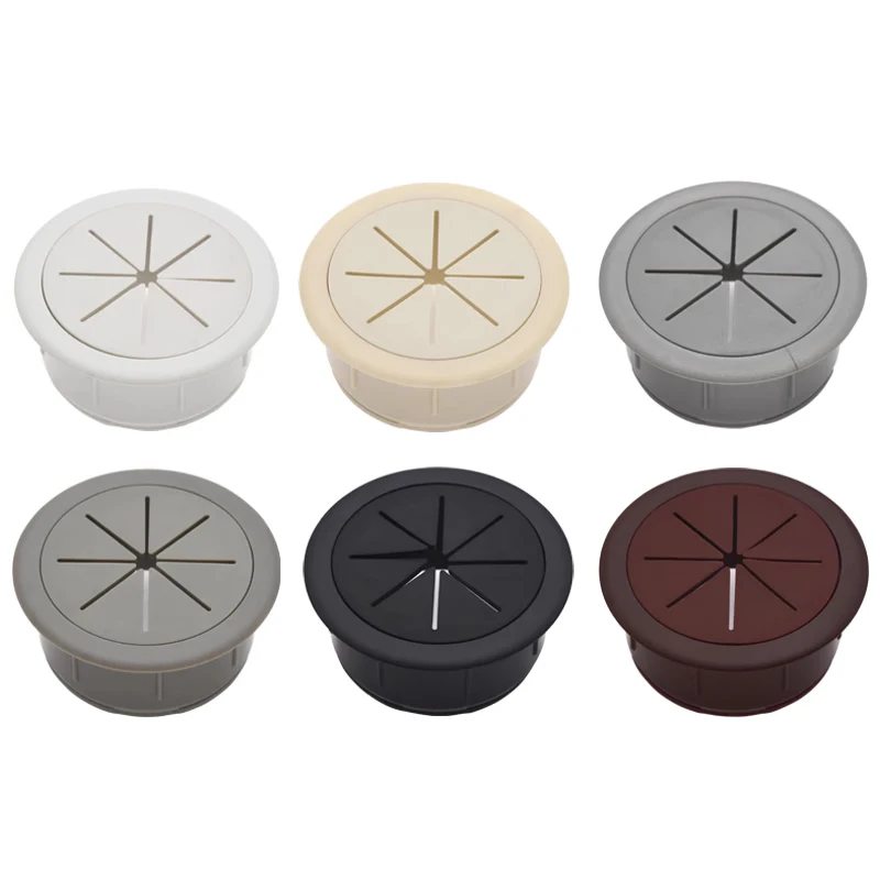 All Color 50mm / 53mm / 60mm Desk Table ABS & Rubber Cable Hole Caps PC Computer Desk Round Wire Tidy Grommet