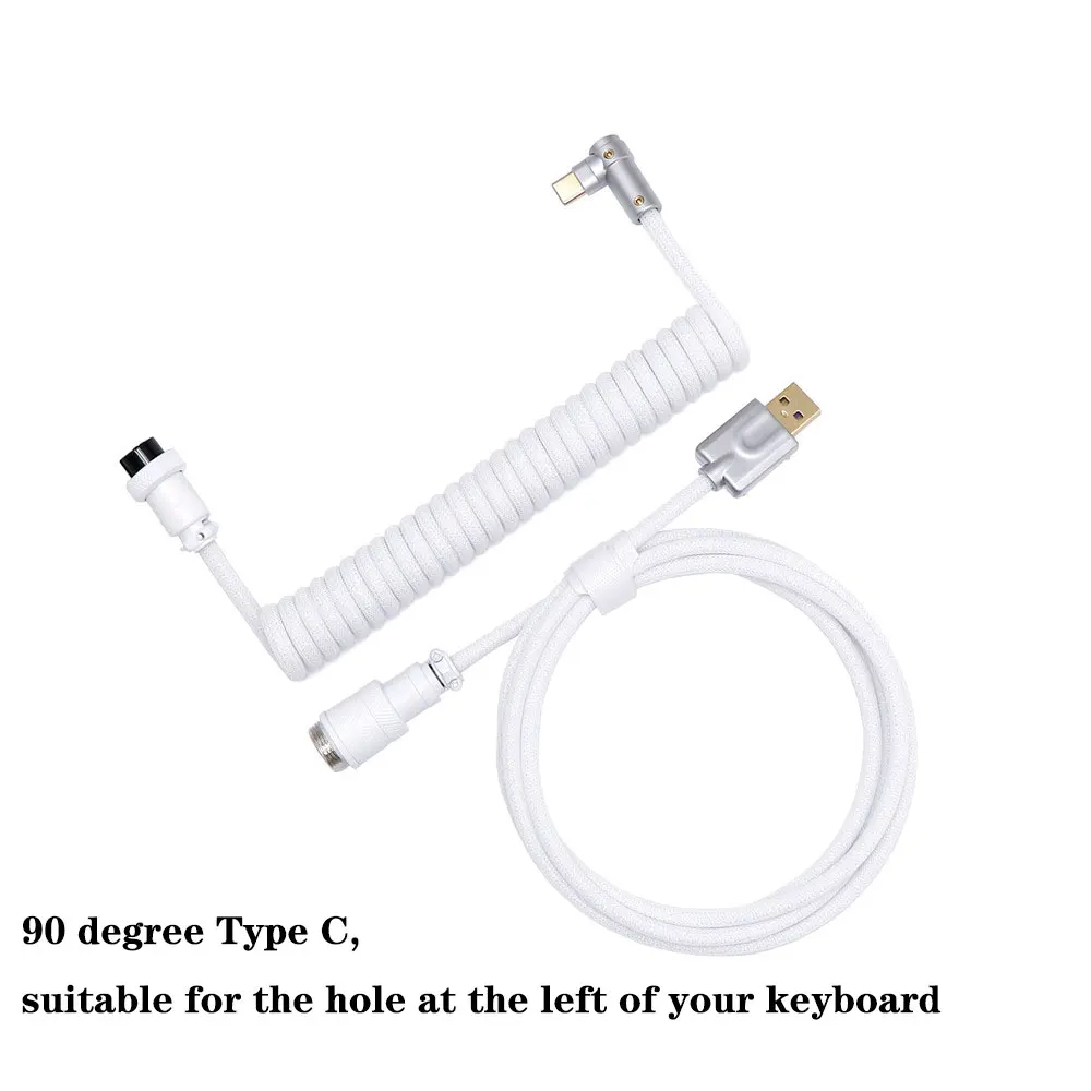 angitu premium diy personalizado usb para tipo teclado mecânico enrolado cabo com graus de metal tipo preto branco