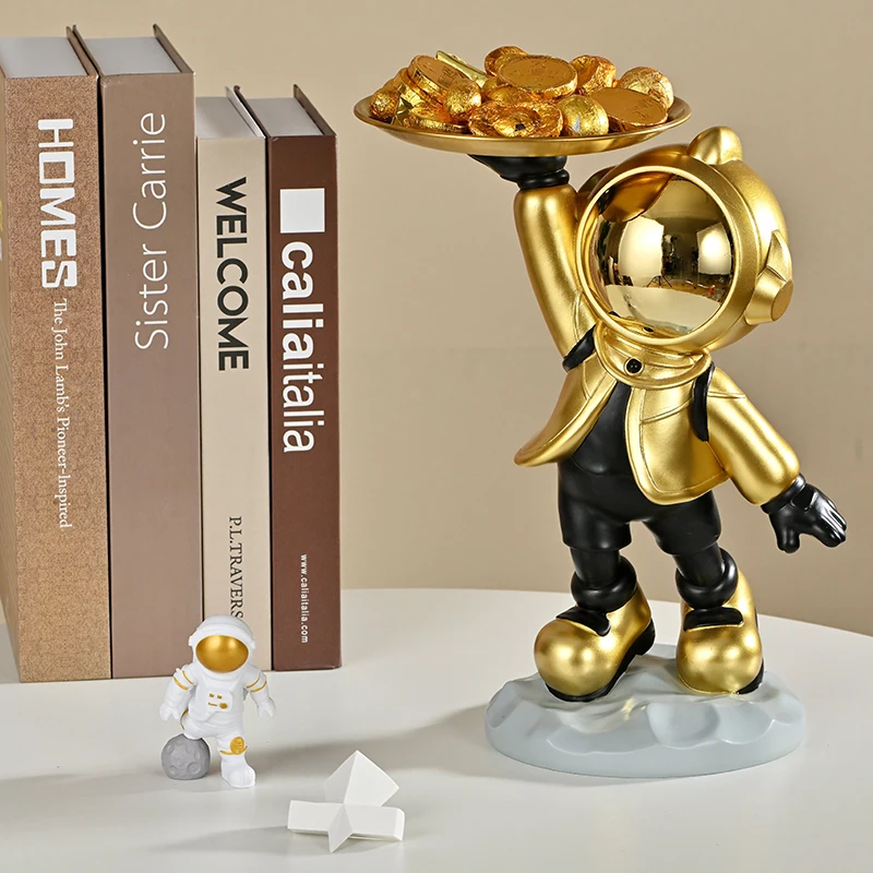 

Декоративная статуэтка ome, статуэтка астронавта с подносом, статуя дворецкого, декоративное украшение, домашний подарок для детей, художественное украшение из смолы для офиса