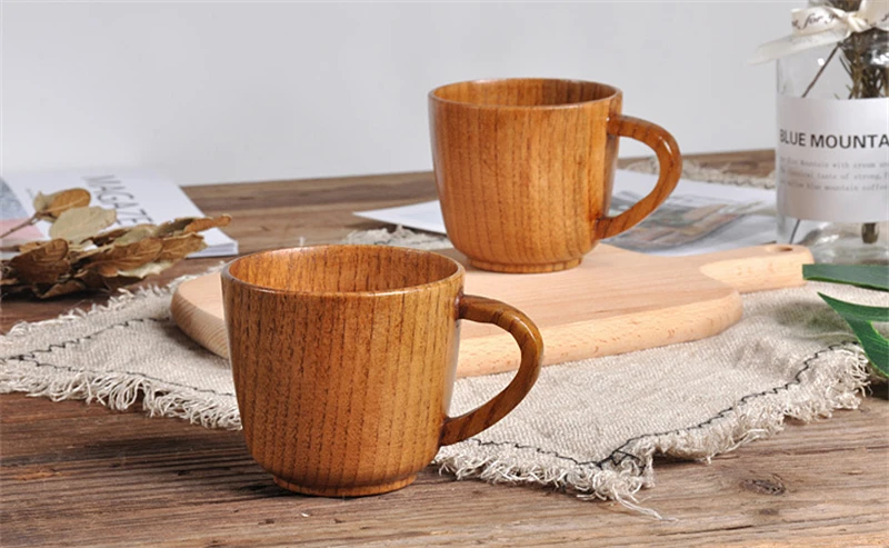 Emoyi Wood Coffee Mug Wooden Mug Tea Cup 100ml,Set of 2