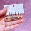 MIGGA 6pcs Mix Design Anime Cartoon Dangle Earrings Set Gold Color Cubic Zircon Women Girls Gift Jewelry 5