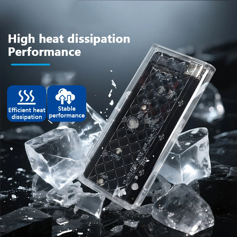 KEBIDUMEI M.2 NVME NGFF SATA 듀얼 프로토콜 SSD 케이스 RGB 조명 10Gbps PCIe SSD 인클로저 USB3.2 GaN2 타입 C 투명 하드 디스크 박스
