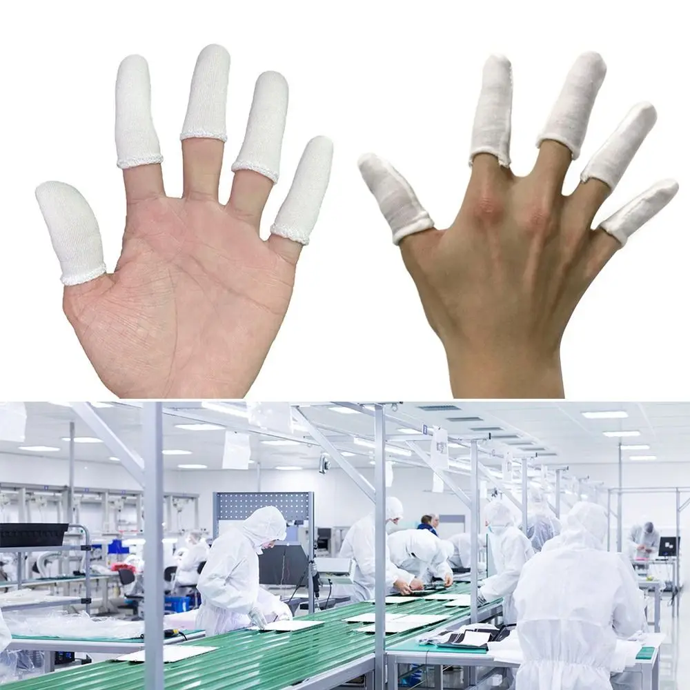 

100PCS Disposable Cotton Finger Cots Sweat Absorption Thickening Finger Covers White Wear-resistant Finger Protectors Work