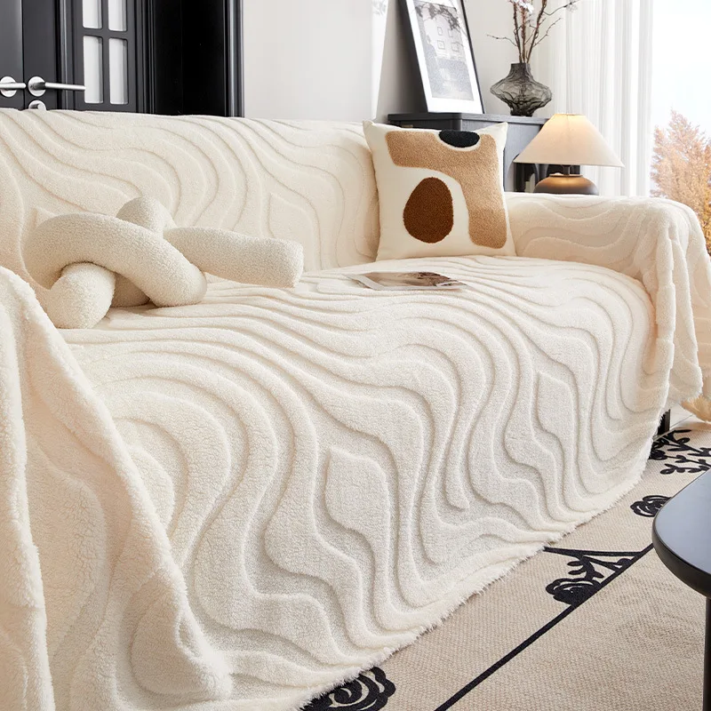 Winter All-Inclusive Sofa Cover Blanket Solid Color Plush Sofa Cover Multifunctional Decorative Blankets Simple Seat Covers