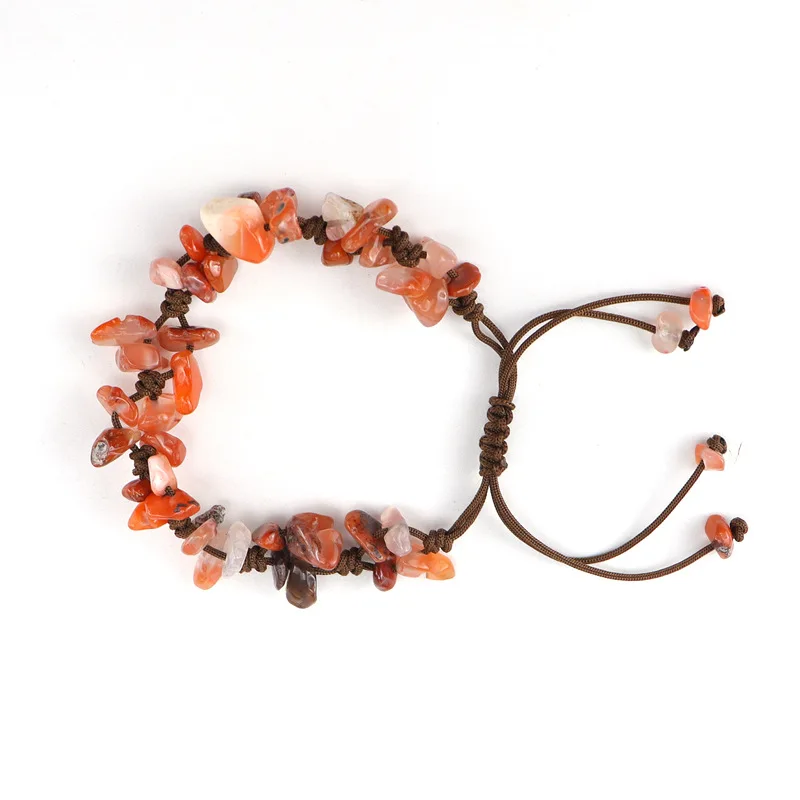 

12pcs/lot Natural Carnelian Bracelet Chakra Energy Healing Meditation Bohemian Adjustable Rope Bracelets Jewelry For Wholesales