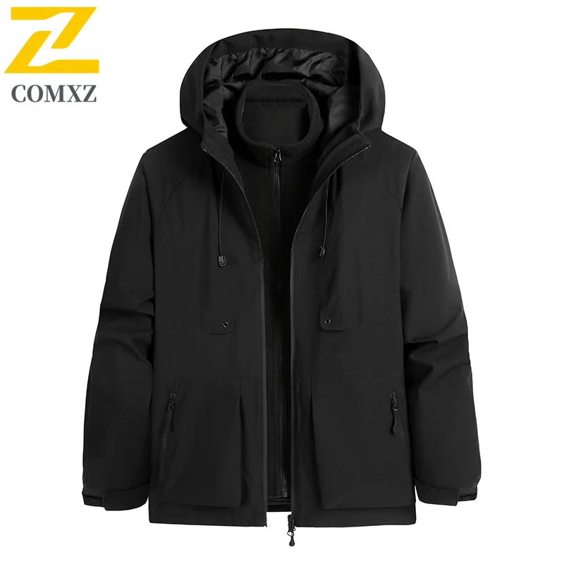 Autumn Winter Men's Hiking Jacket Mountaineering Skiing Windproof Waterproof 3-in -1 Multifunctional Coat New Warm Couple Jacket