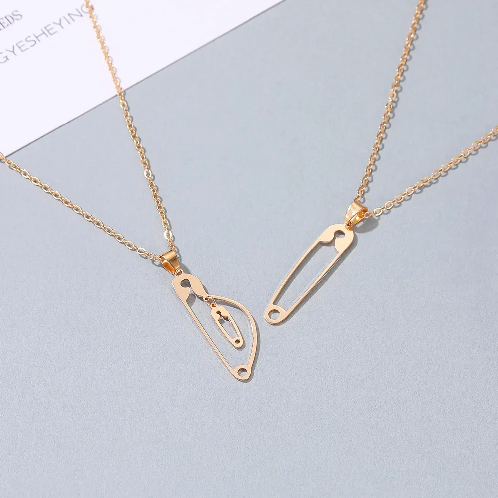 

Lovely Double Layer Pin Necklace for Women Girls Trendy Paper Clip Chain Choker Couple Jewelry Accessories Girlfriends Gift 2023