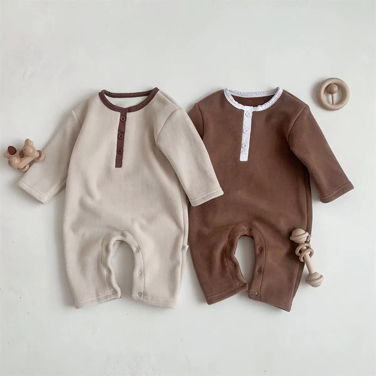 

0-24M Baby Clothes Autumn Winter Warm Rompers Newborn Baby Boys Girls Plus Fleece Thicken Jumpsuit Infant One Piece Clothes