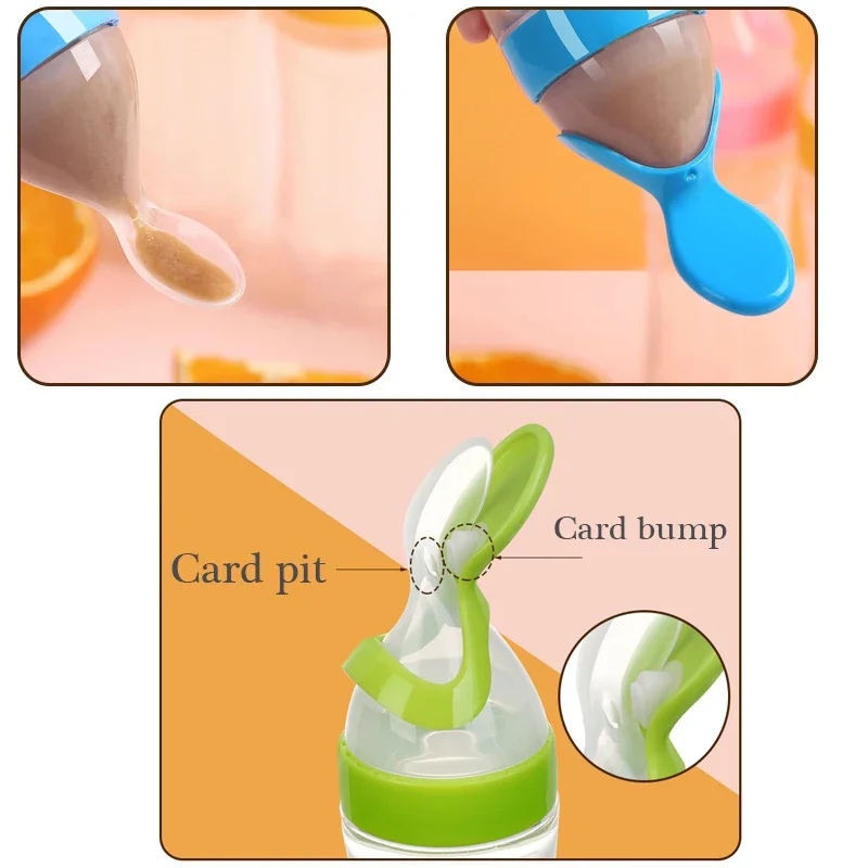 New Baby Silicone Squeezing Feeding Bottle Spoon Bottle Feeder Newborn Baby Training Drink Spoon Safe Tableware Training Feeder