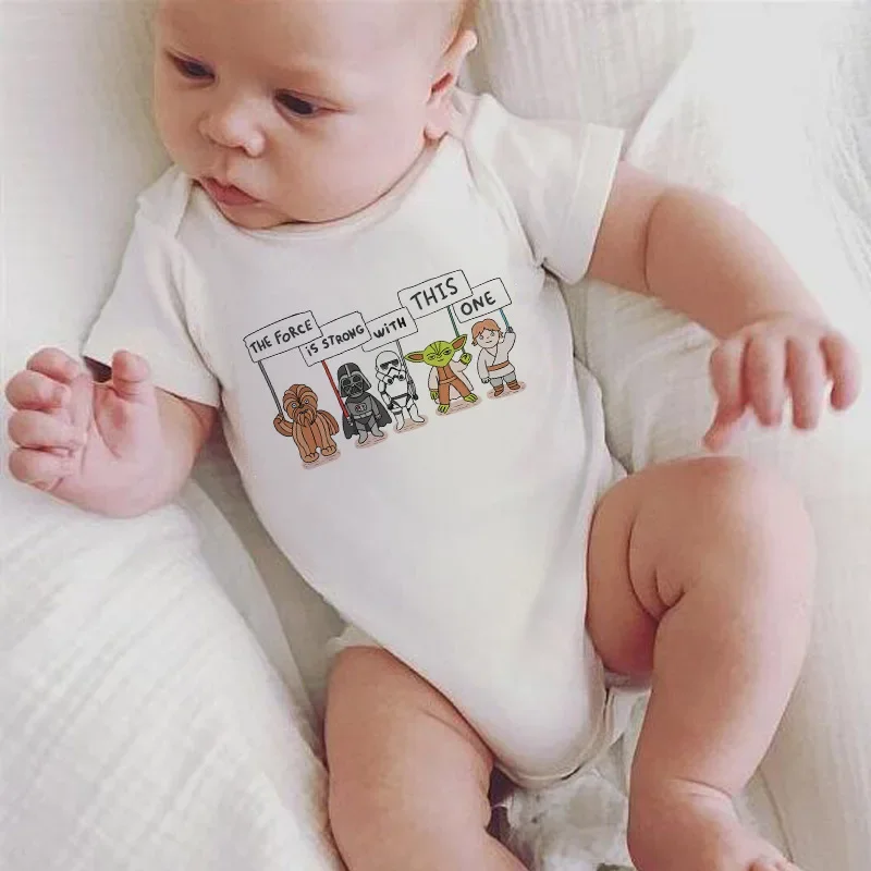 Newborn Rompers The Force is Strong With This One Baby Cotton Romper Playsuit Outfits Infant Boys Girls Jumpsuit Summer Costumes