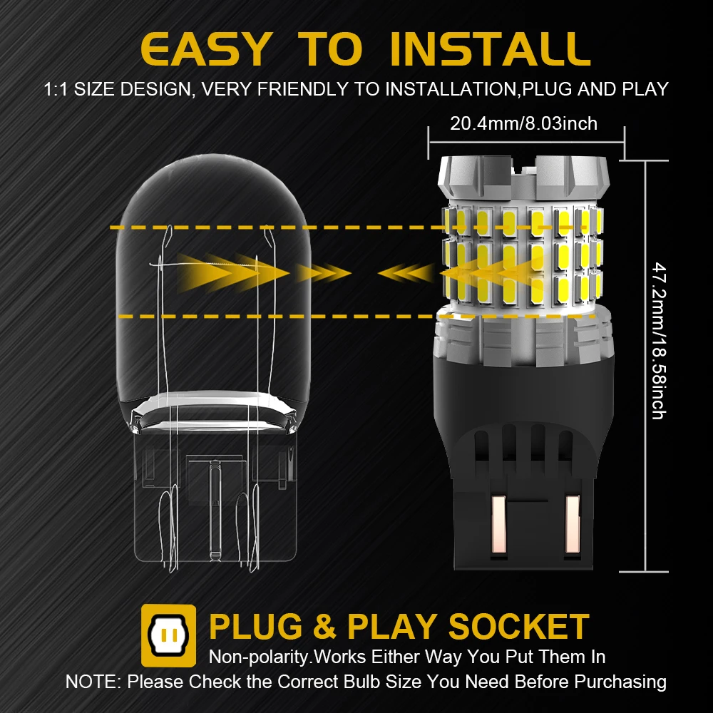 BMTxms LED Canbus 3157 3156 3057, 2x T25 LED , ڵ  극ũ , DRL  ȣ ,  ħ  , P27/7W